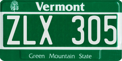 VT license plate ZLX305