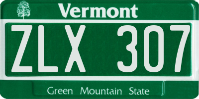 VT license plate ZLX307