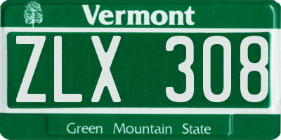 VT license plate ZLX308