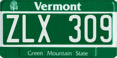 VT license plate ZLX309