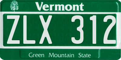 VT license plate ZLX312
