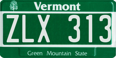 VT license plate ZLX313