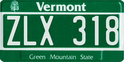VT license plate ZLX318
