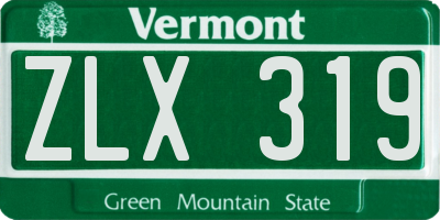 VT license plate ZLX319