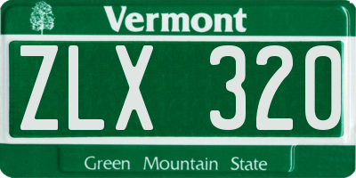 VT license plate ZLX320