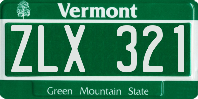 VT license plate ZLX321