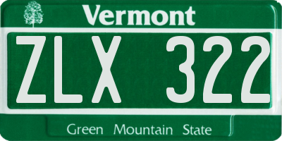 VT license plate ZLX322