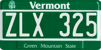 VT license plate ZLX325
