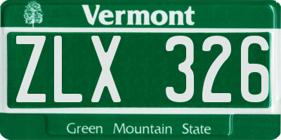 VT license plate ZLX326