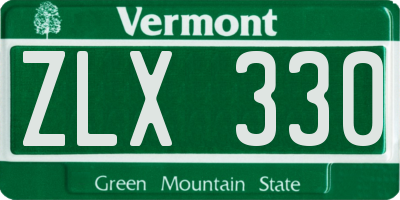 VT license plate ZLX330
