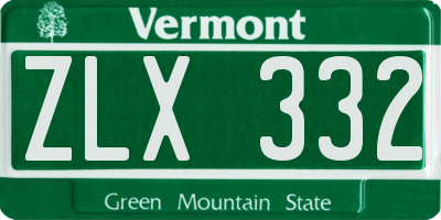 VT license plate ZLX332