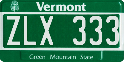 VT license plate ZLX333