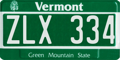 VT license plate ZLX334