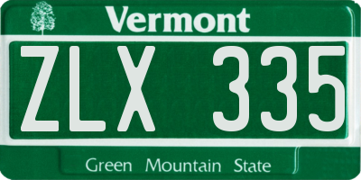 VT license plate ZLX335
