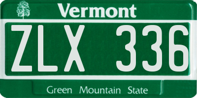 VT license plate ZLX336
