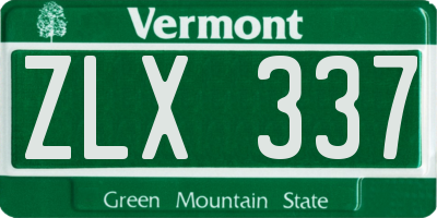 VT license plate ZLX337