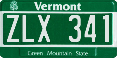 VT license plate ZLX341