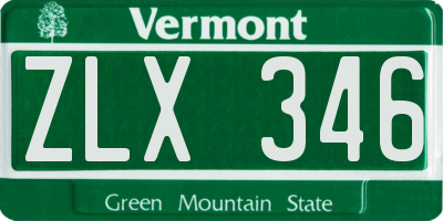 VT license plate ZLX346