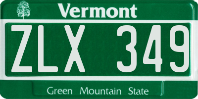 VT license plate ZLX349