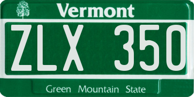 VT license plate ZLX350
