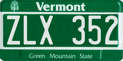 VT license plate ZLX352
