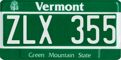 VT license plate ZLX355