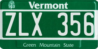 VT license plate ZLX356