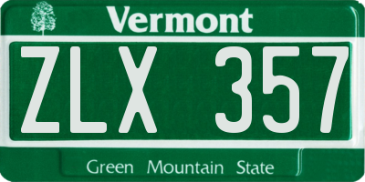 VT license plate ZLX357