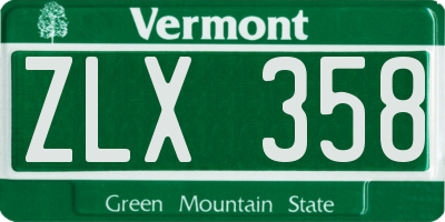 VT license plate ZLX358