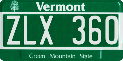 VT license plate ZLX360