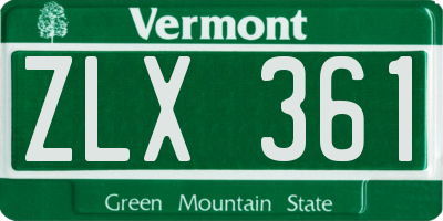 VT license plate ZLX361