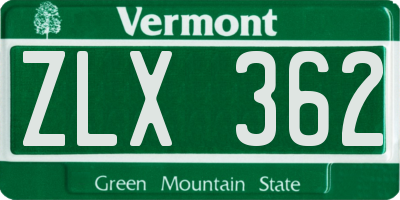 VT license plate ZLX362