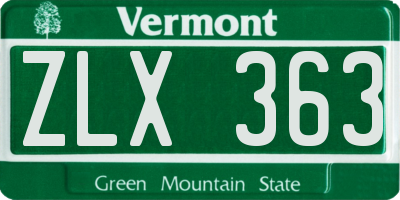 VT license plate ZLX363