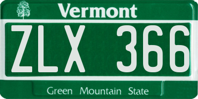 VT license plate ZLX366