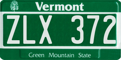 VT license plate ZLX372