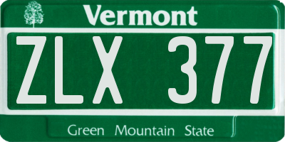 VT license plate ZLX377
