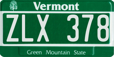 VT license plate ZLX378