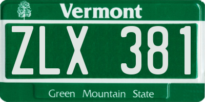 VT license plate ZLX381