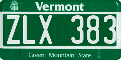 VT license plate ZLX383