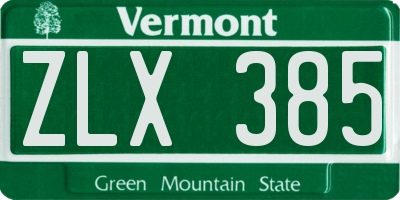 VT license plate ZLX385