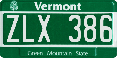 VT license plate ZLX386