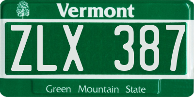 VT license plate ZLX387