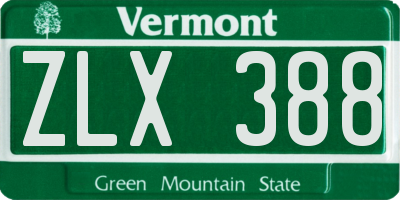 VT license plate ZLX388