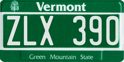 VT license plate ZLX390