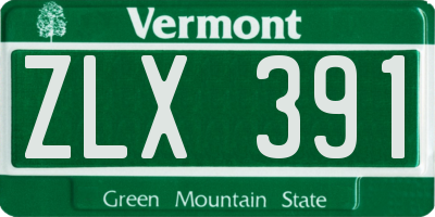 VT license plate ZLX391