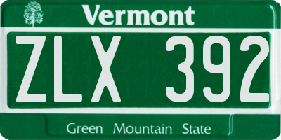 VT license plate ZLX392