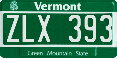 VT license plate ZLX393