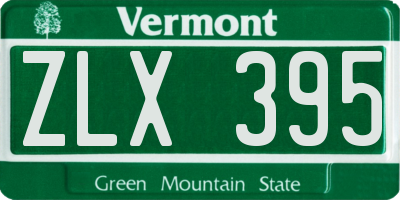 VT license plate ZLX395