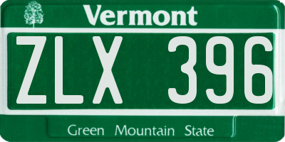 VT license plate ZLX396