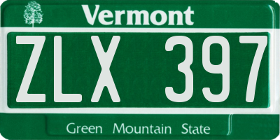 VT license plate ZLX397